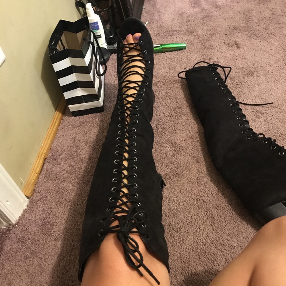 Black lace boots